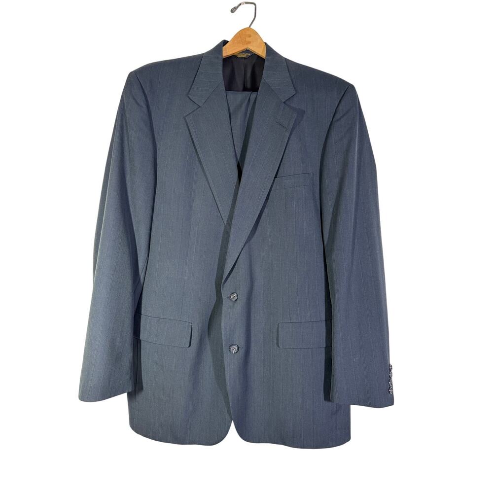 Men's 48L Vintage Blue Hunter Haig Suit Jacket and Pants Union Made in USA